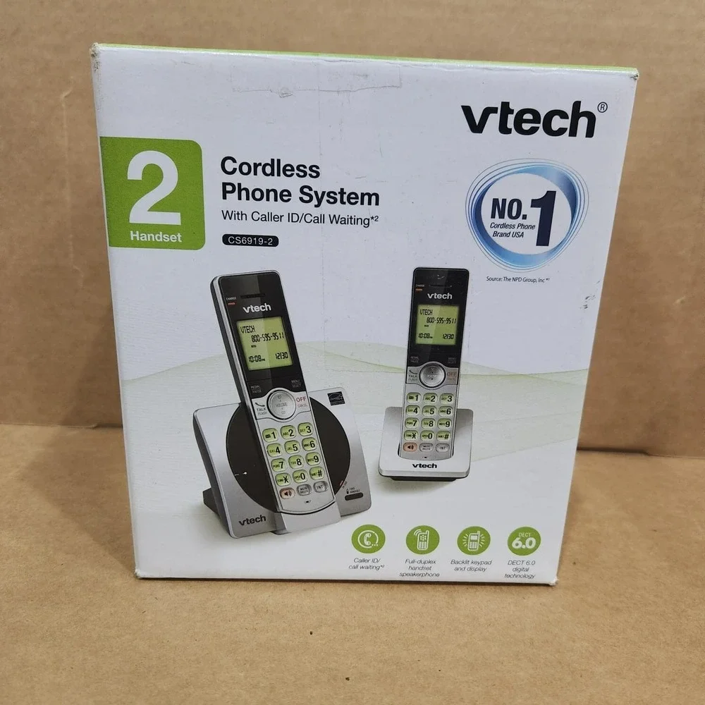 VTech‎ CS6919-2 DECT 6.0 Cordless Phone 2 Handsets Caller ID Call Waiting Silver
